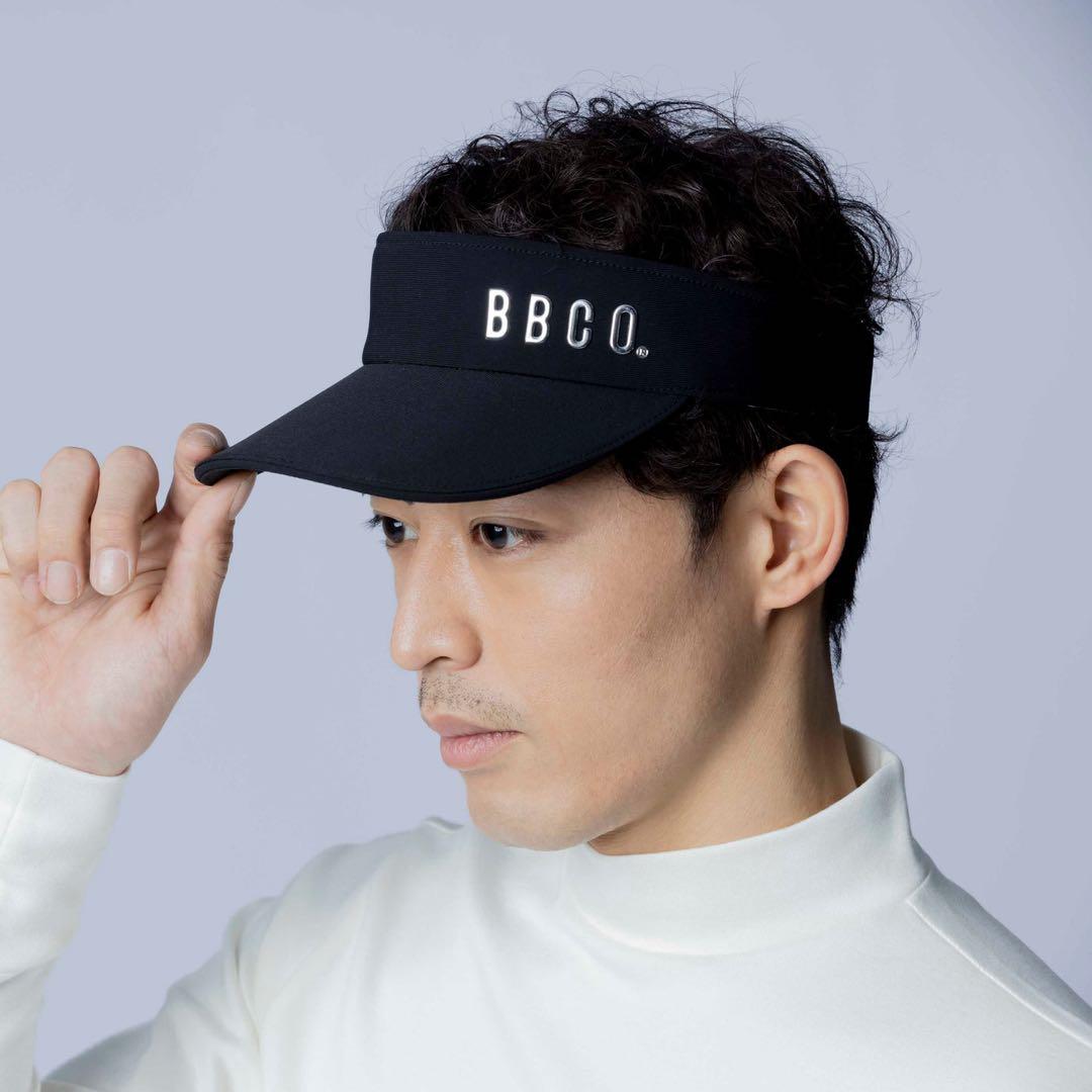 BBCO シルバーメタルプリント ゴルフサンバイザー ブラック 日本製