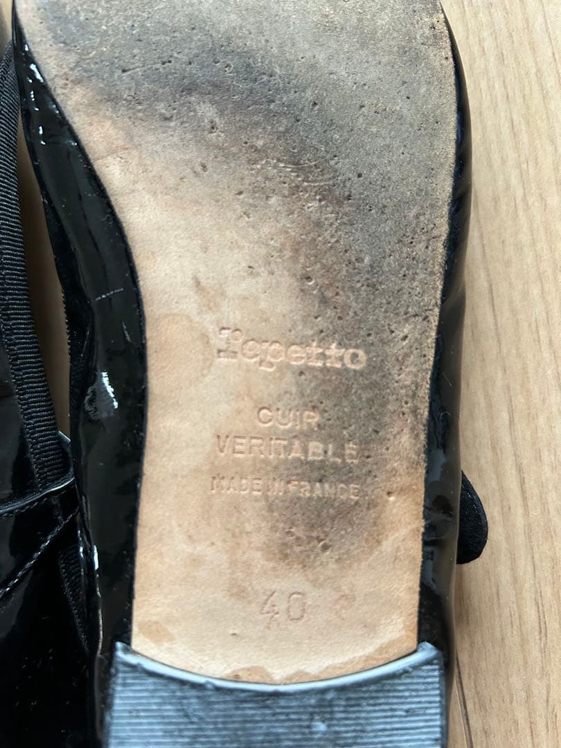 Repetto バレエシューズ 黒 ストラップ付き　〈サイズ　40〉