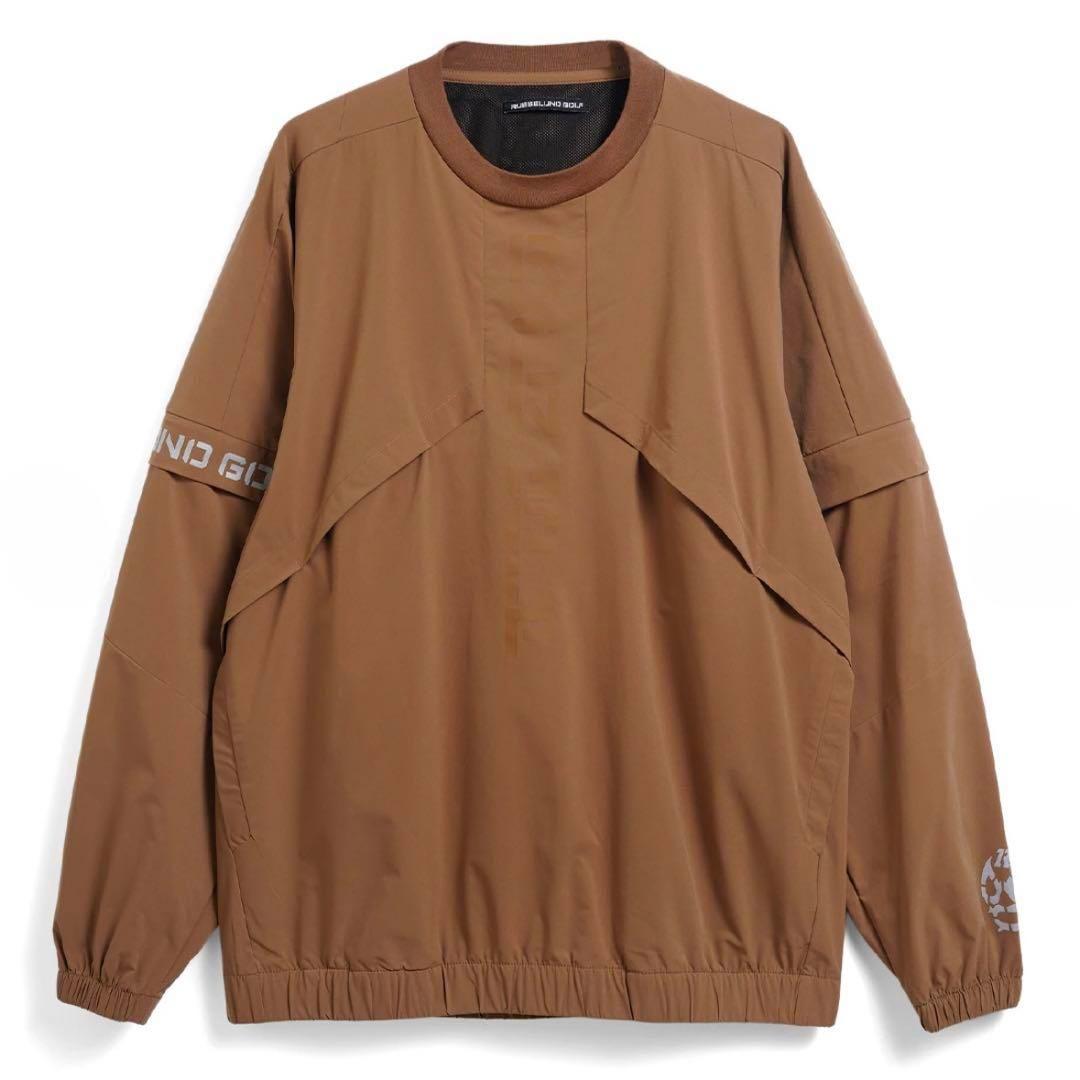 新品 ラッセルノ ゴルフ 2WAY プルオーバー ブルゾン ブラウン L 5