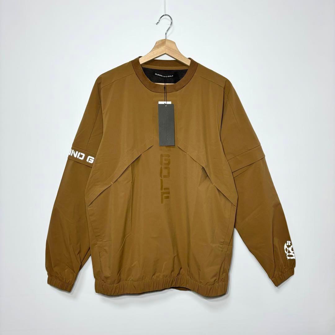 新品 ラッセルノ ゴルフ 2WAY プルオーバー ブルゾン ブラウン L 5