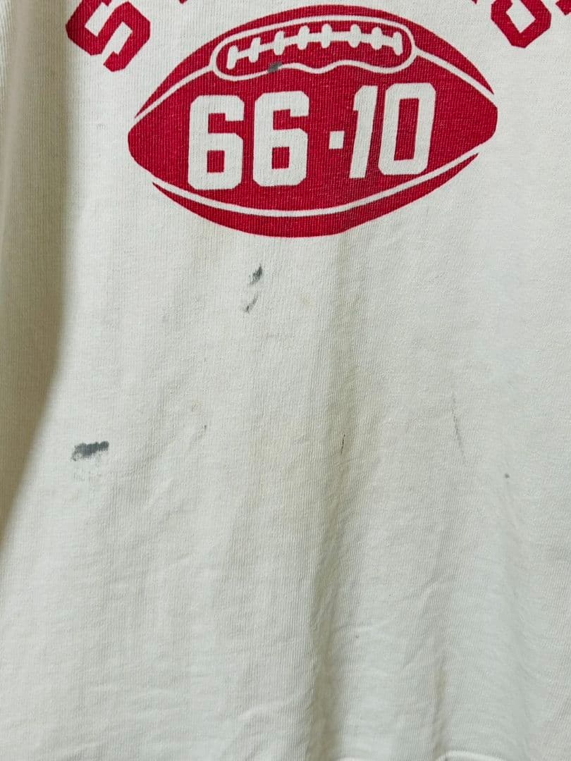 60s 染み込みフットボールシャツ ヴィンテージ エルボーパッチ