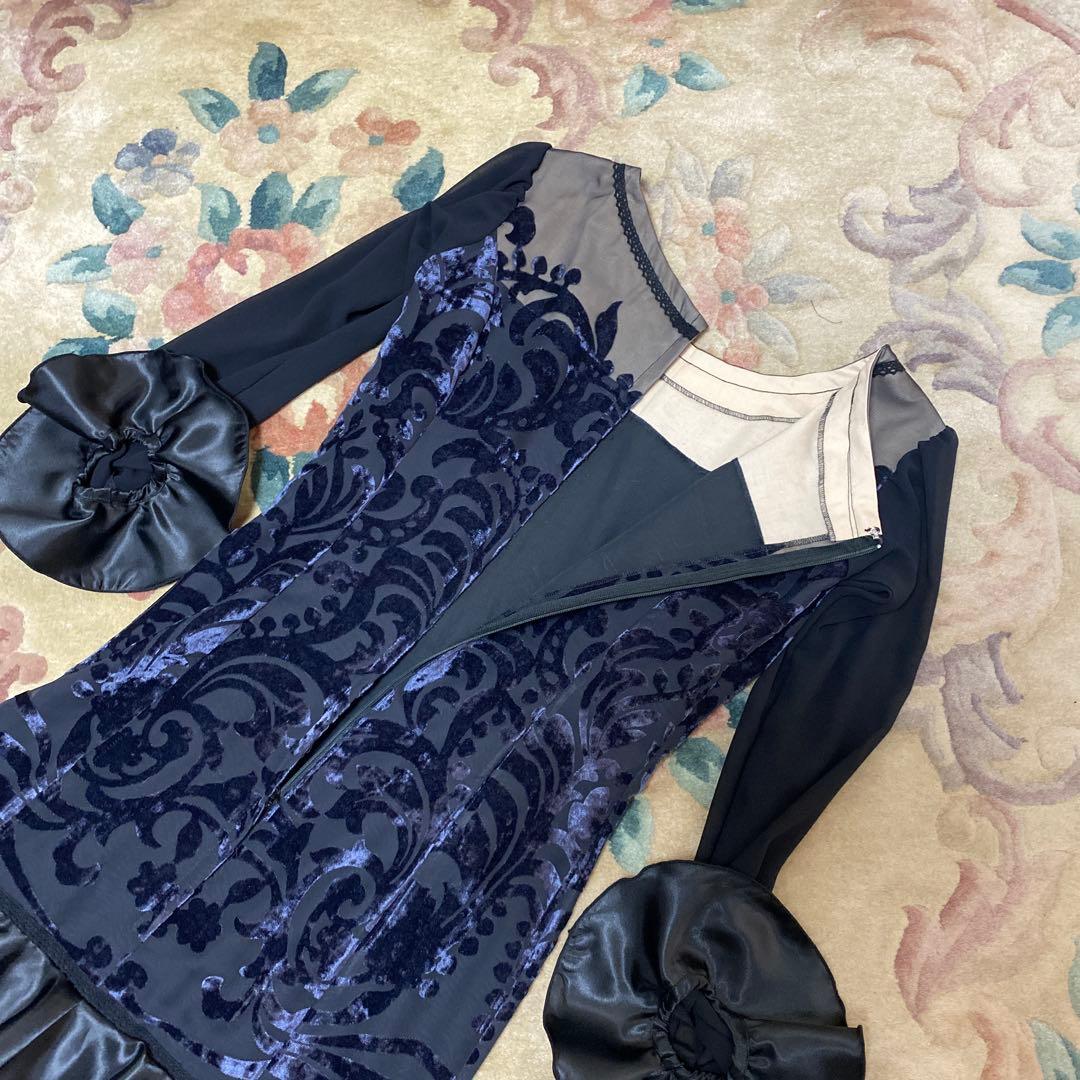 フラメンコ衣装　ハンドメイド　ブラックワンピース