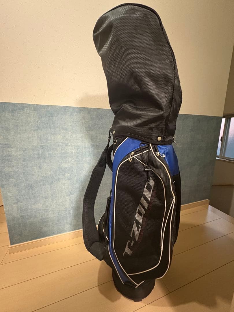 Mizuno キャディバッグ 黒/青　クラブセット　レフティメンズ