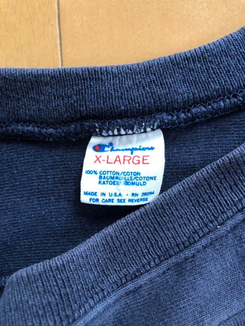 シャツ vintage champion \"navy\"football T-shirt