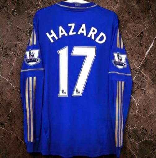 12/13 チェルシー ホーム レトロ 長袖フットボールシャツ 17番 アザール