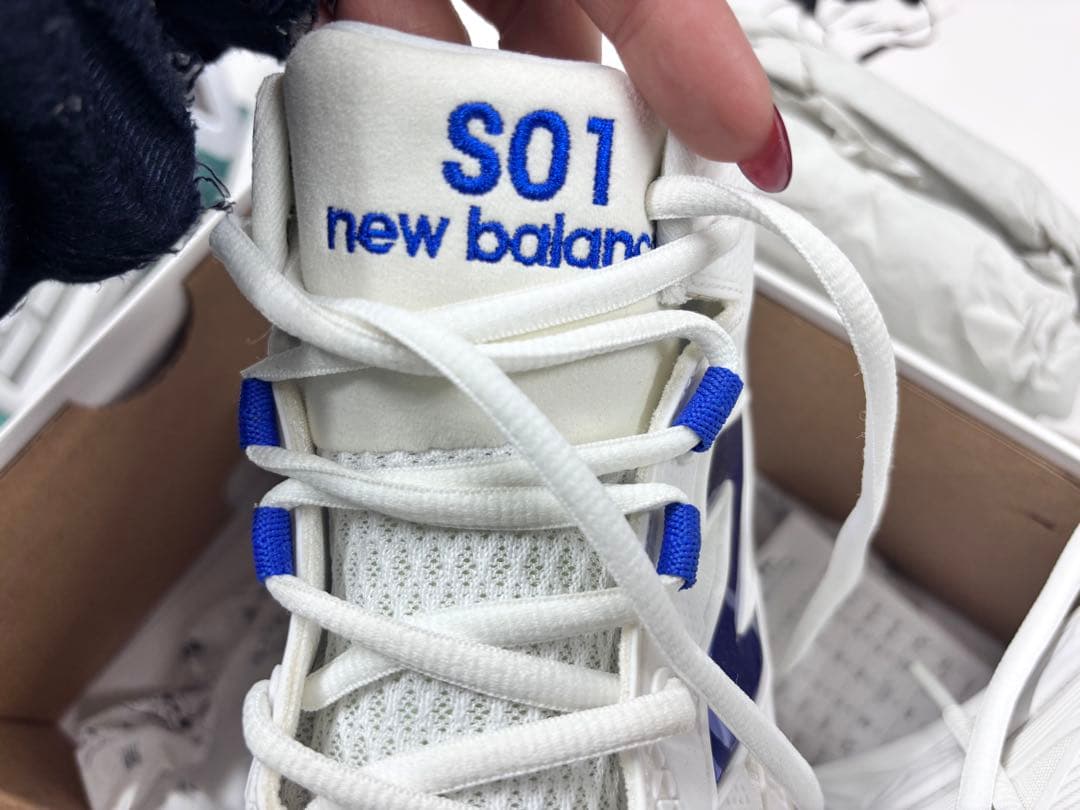 New Balance S01 スパイク ホワイト/ブルー