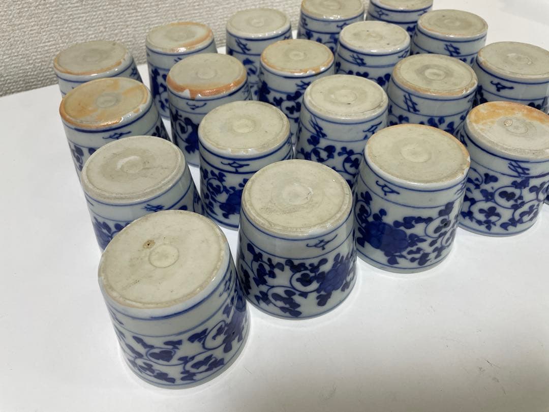 【現状品】伊万里焼 染付 牡丹 唐草 蕎麦猪口 アンティーク レトロ20個