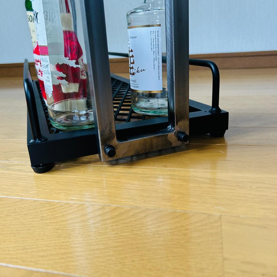 スチール製バーカート　ウイスキーラック　 3段　メッシュ棚　アイアン家具