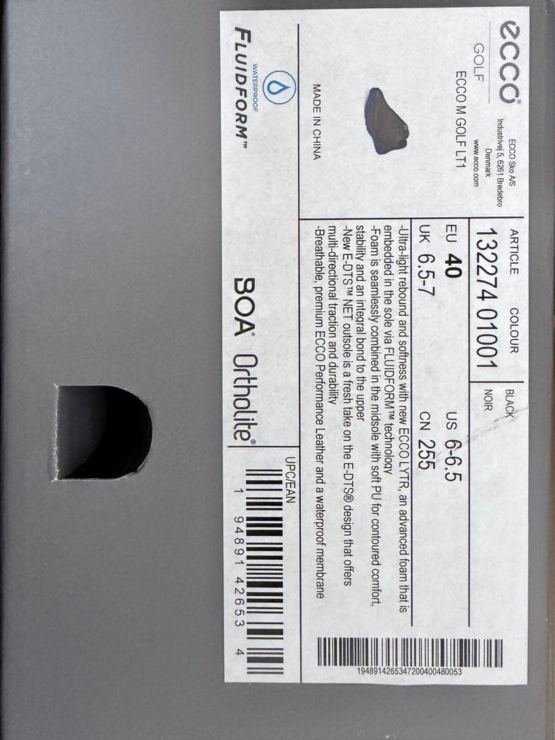 ecco ゴルフシューズ 40 ブラック　Lt1 Boa Men