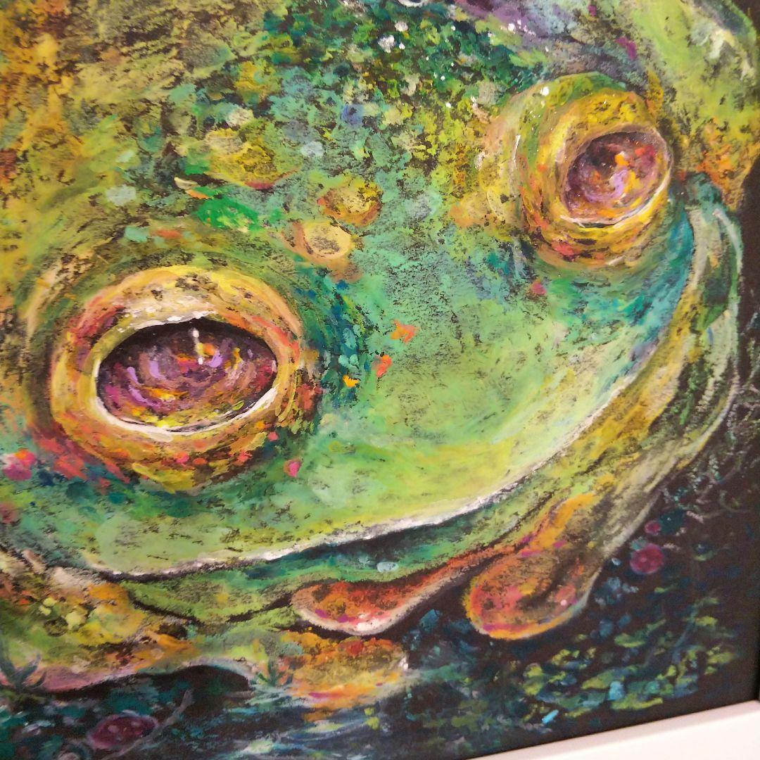 蛙 カエル 原画 アート 絵画 画家 インテリア ハンドメイド イラスト 緑
