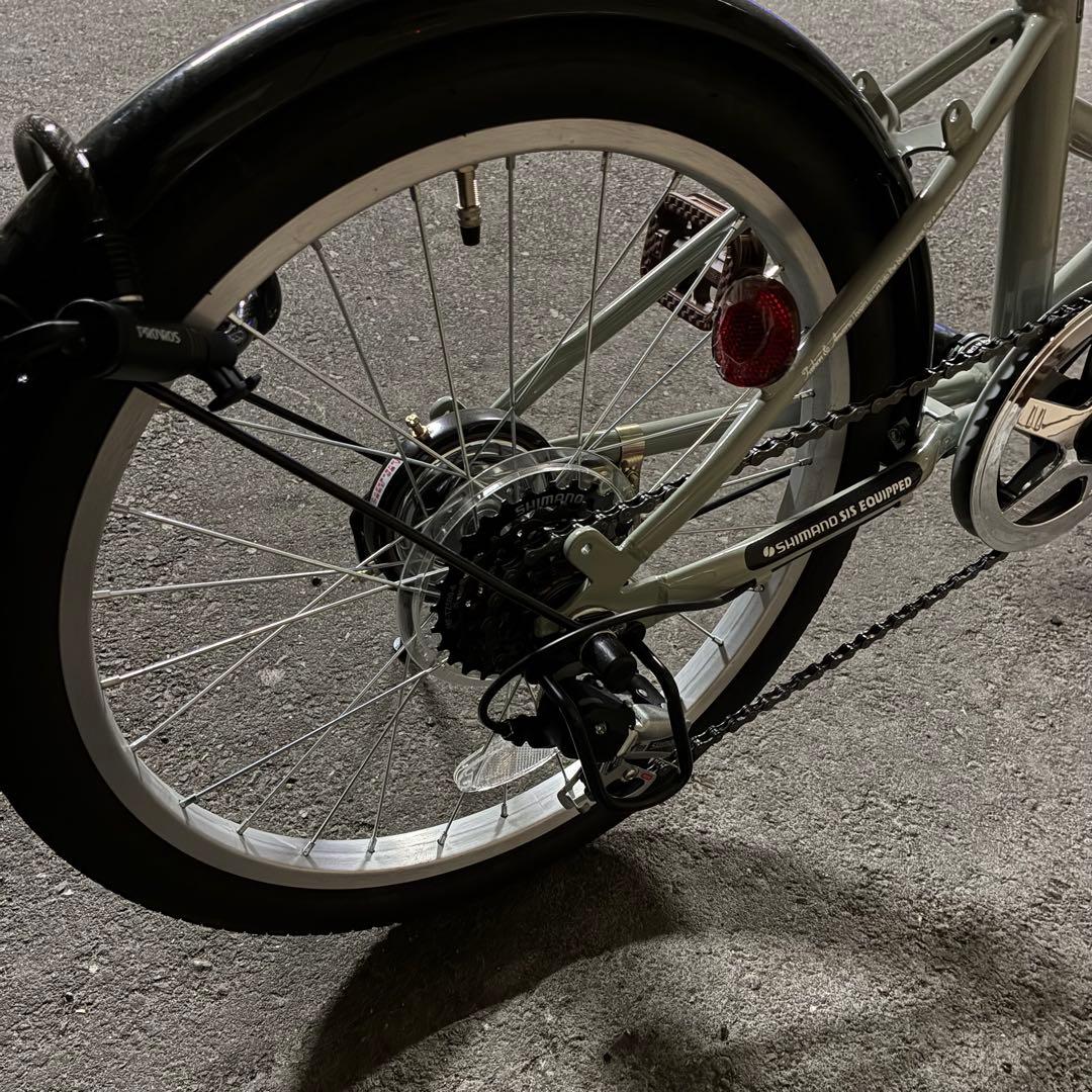 全国送料込み！折りたたみ自転車20インチ6段変速 カゴLEDライト ワイヤ錠付き