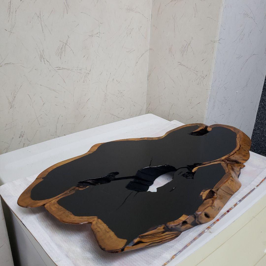 蔵出し特価本黒檀はす切り花器台56×27×厚み３cm
