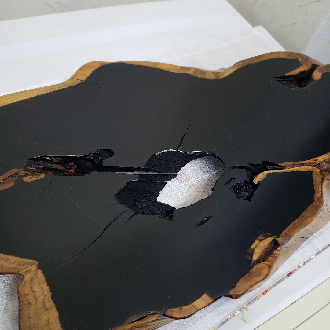 蔵出し特価本黒檀はす切り花器台56×27×厚み３cm