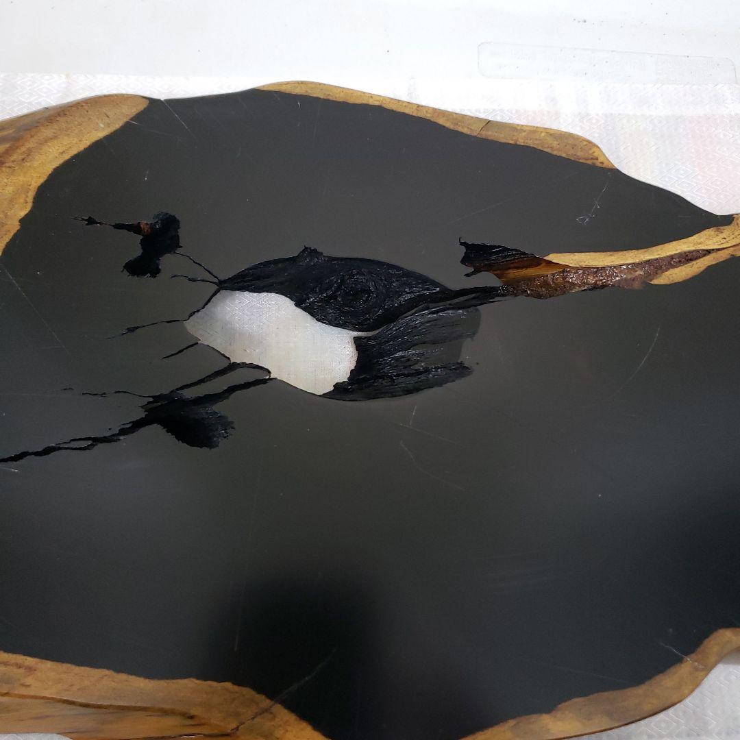 蔵出し特価本黒檀はす切り花器台56×27×厚み３cm