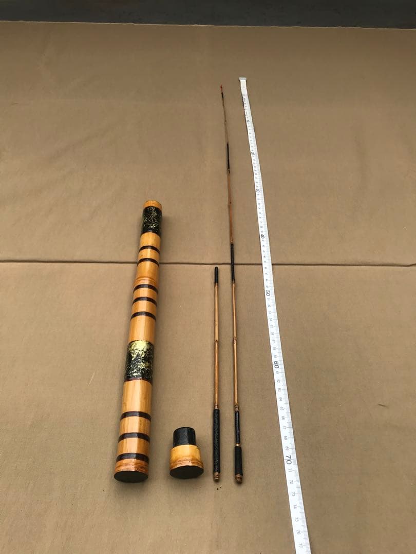 和竹 タナゴ竿　4本紡　ケース付き　カシュウ塗り　手作り品⑧
