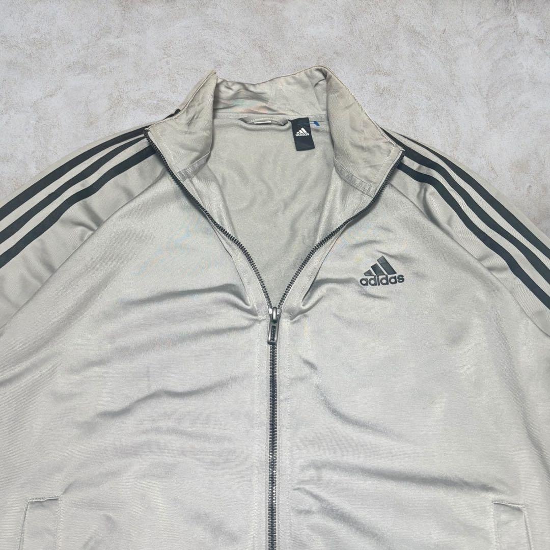 【adidas】Oサイズ 3ライン トラックジャケット グレー