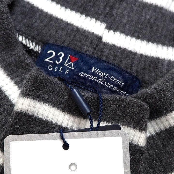 新品 23区 ゴルフ 吸湿発熱 モックネック ニット 定価17600円 灰 LL