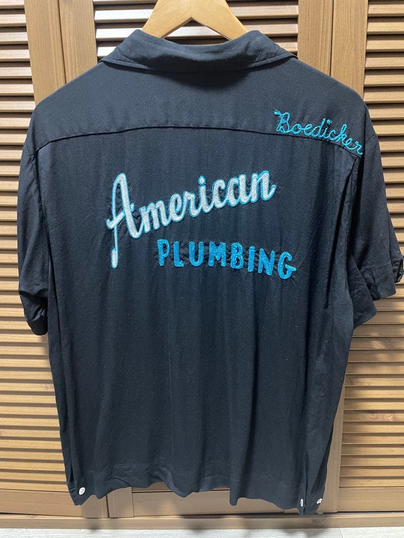 値引不可 ボウリングシャツ 黒 Chuck American Plumbing