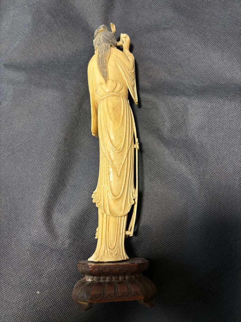 極上古美術品　マンモス　清の時代　美人像513g 台座付き32cm