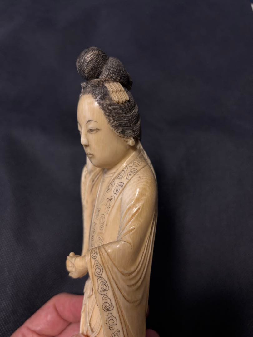 極上古美術品　マンモス　清の時代　美人像513g 台座付き32cm