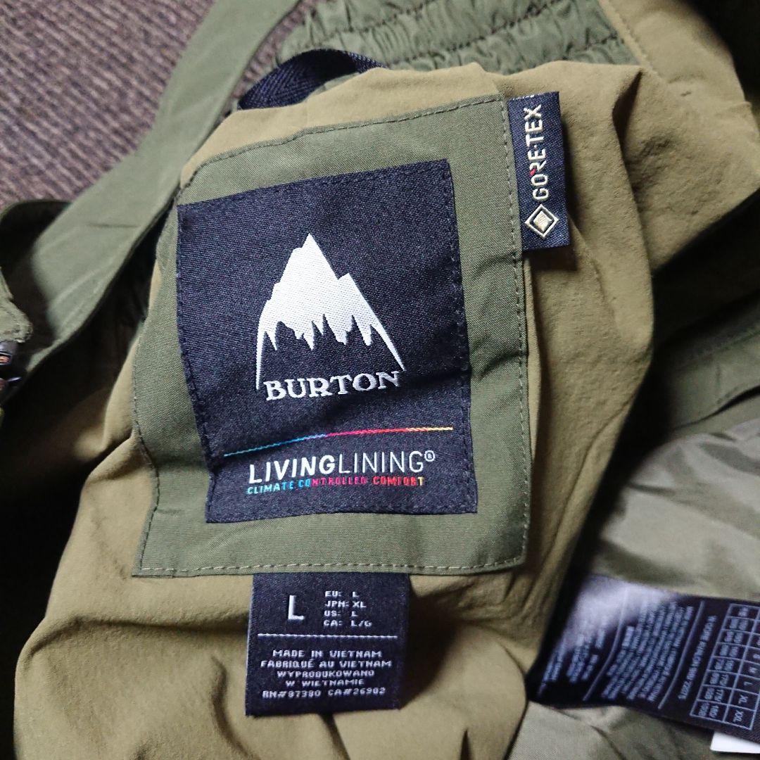 送料無料【BURTON】GORE-TEX カーキグリーンビブパンツ 日本XL
