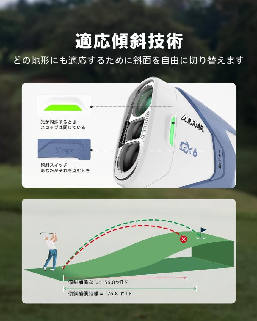 AOFAR GX6 ゴルフ レーザー距離計 1000yd ±0.5yd 防水