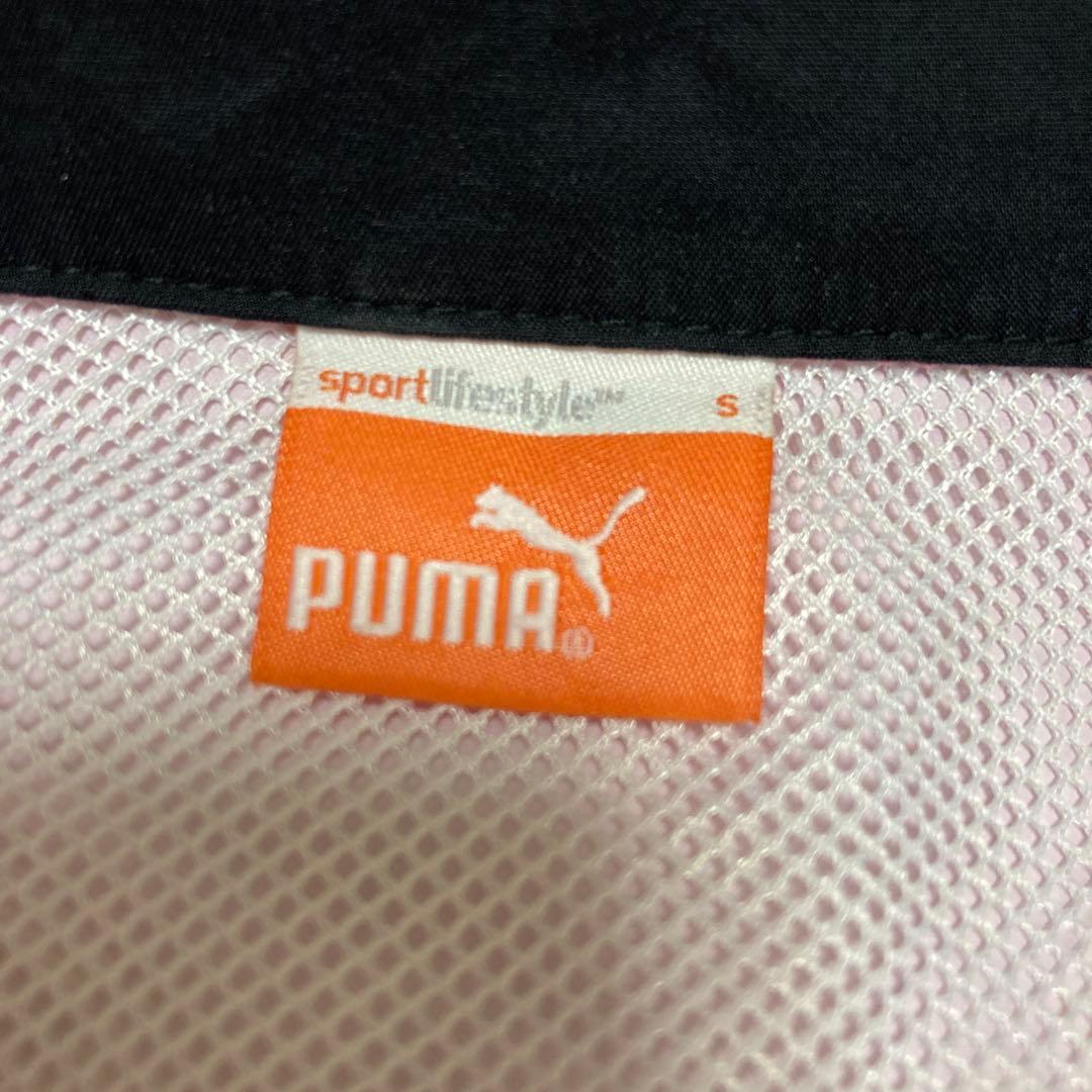 【美品】プーマPUMAレインウェア上下 ゴルフウェアセットSレディースピンク×黒