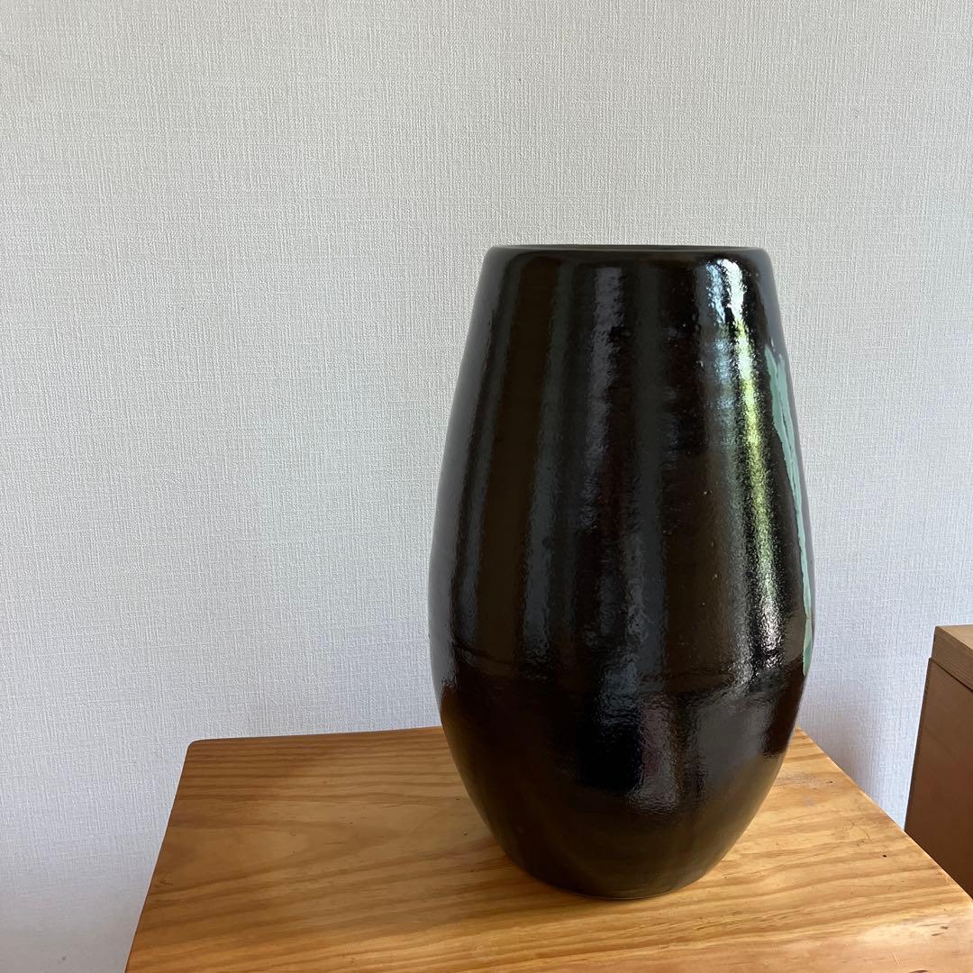 龍門司焼 花瓶  黒薩摩