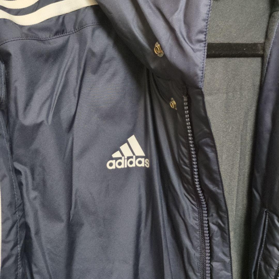 adidas ネイビー ロングベンチコート