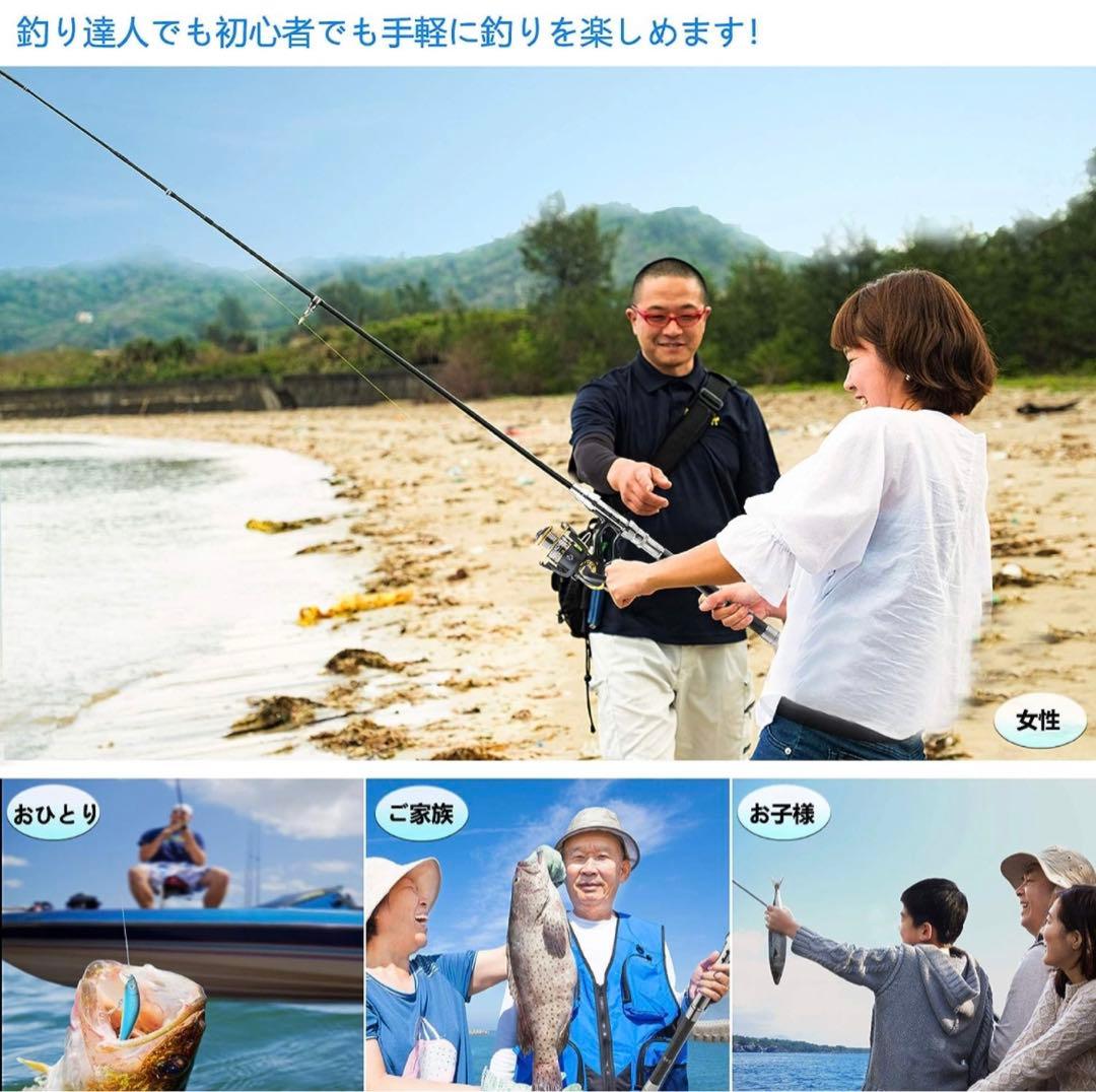 釣り竿セット 2.1m 日本語入門ガイド付き 初心者伸縮ロード スピニングリール