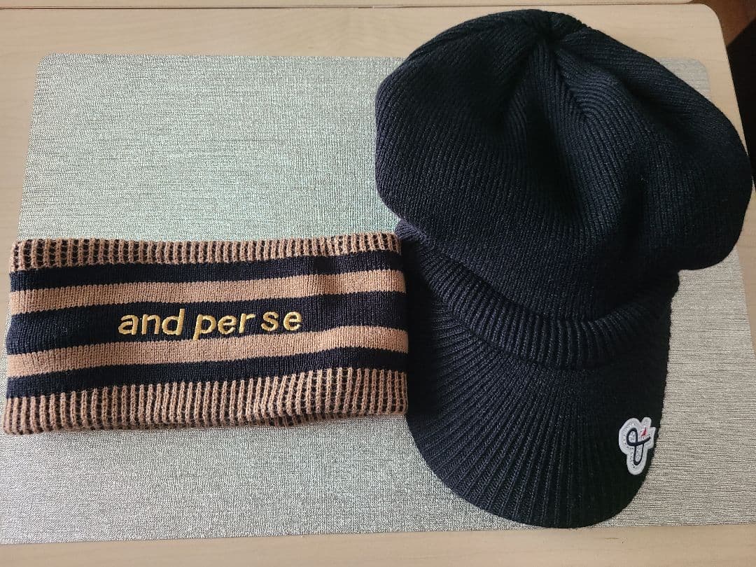 新品未使用❣️and per se 3ウェイストライプニットキャップフリーサイズ