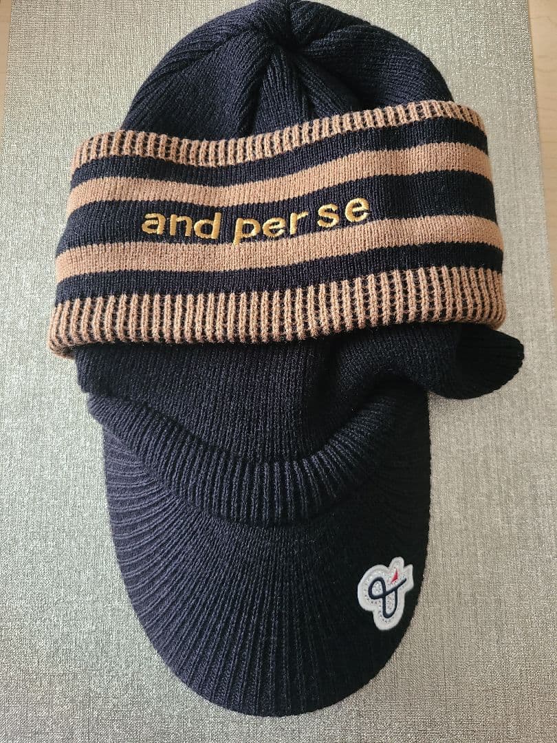 新品未使用❣️and per se 3ウェイストライプニットキャップフリーサイズ