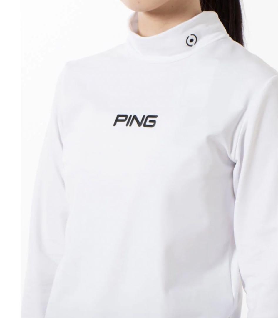 L ☆新品☆ PING エアーフレイクハイネックシャツ レディース　ホワイト