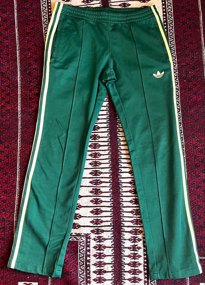 adidas/ベッケンバウアー/トラックパンツ/緑/黄/ジャージ/L相当
