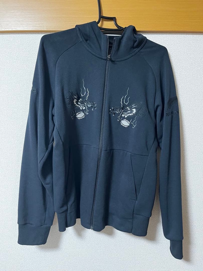 adidas アディダス オールブラックス スカジャン ジップパーカー M