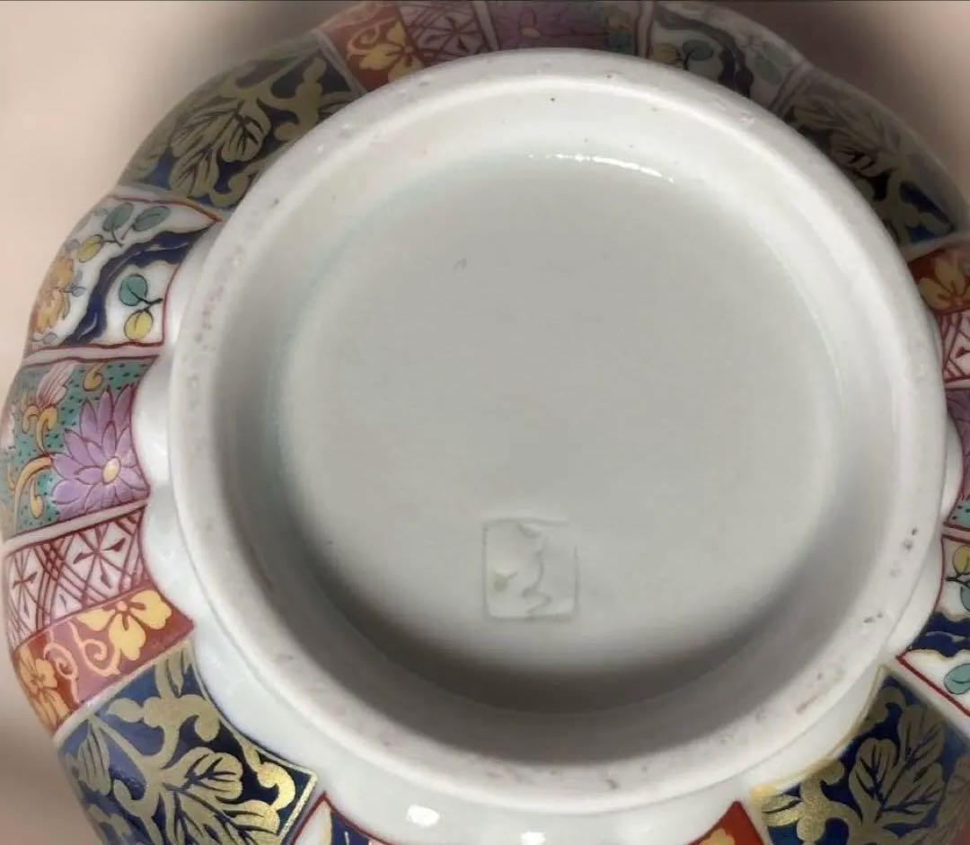 有田焼 元禄古伊万里　菊割小鉢揃 ５枚セット 輪花鉢 色絵 煮物鉢 刺身鉢