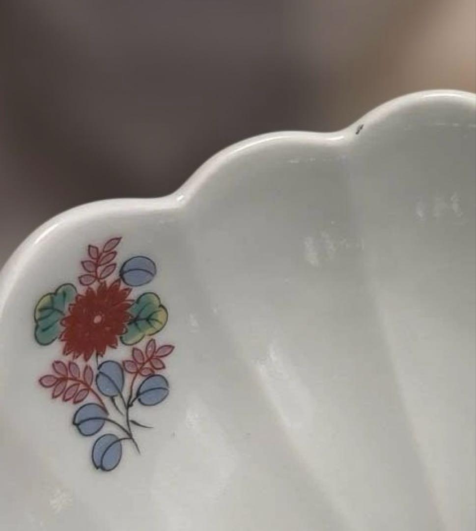 有田焼 元禄古伊万里　菊割小鉢揃 ５枚セット 輪花鉢 色絵 煮物鉢 刺身鉢