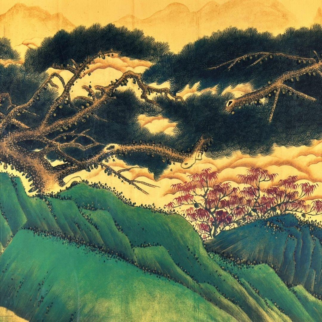 張大千 松雲山川 長巻 掛軸 約355cm