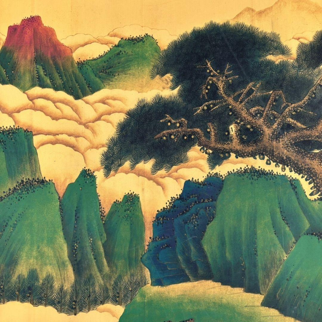 張大千 松雲山川 長巻 掛軸 約355cm