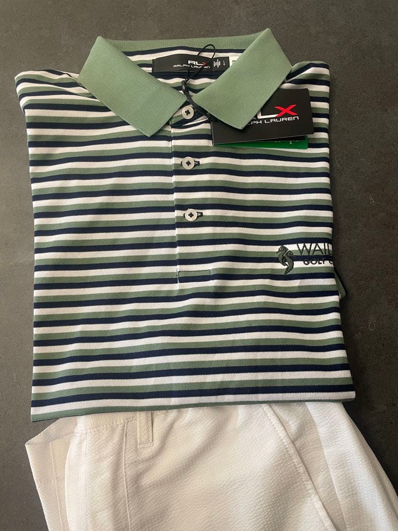 【未使用品タグ付き】RLX Ralph Lauren ストライプポロシャツ L