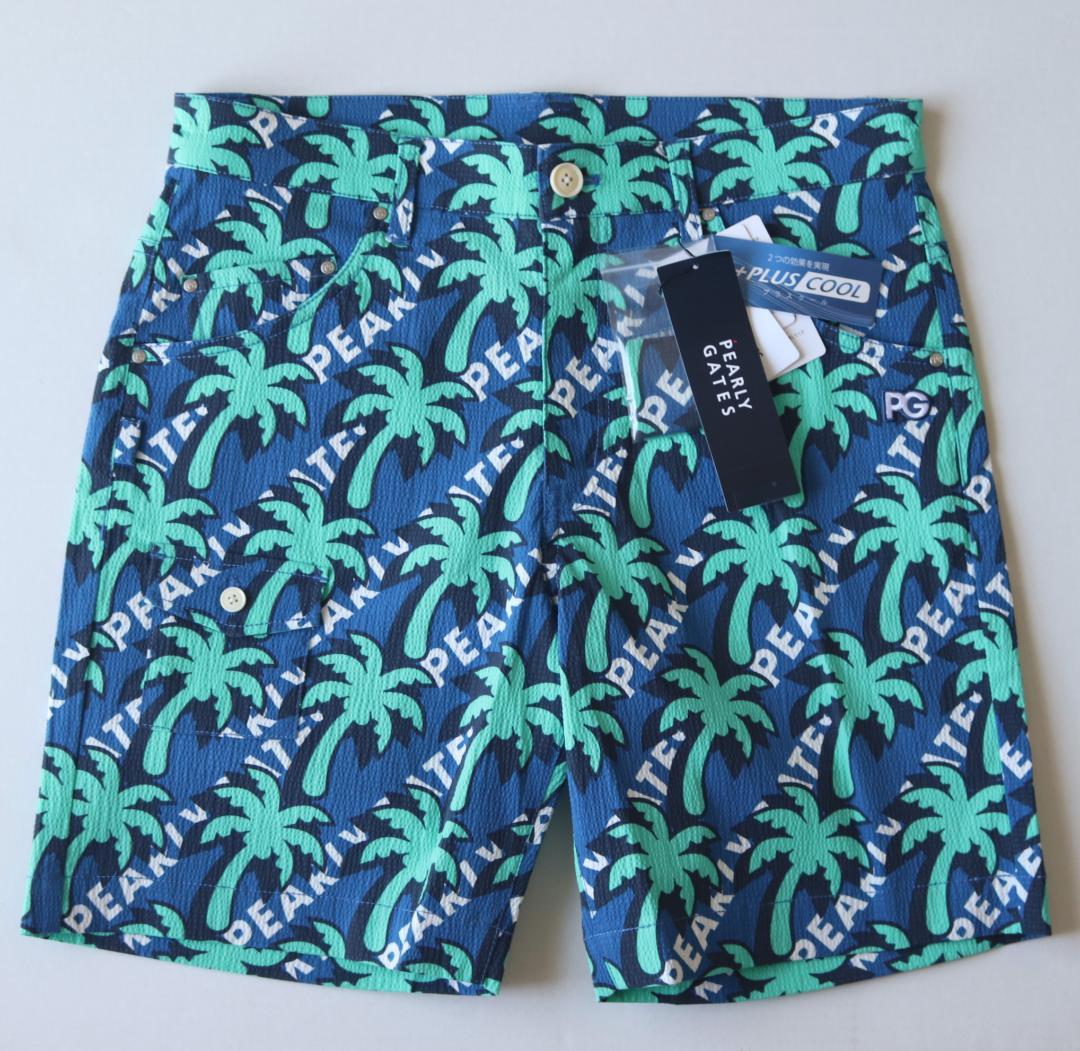 新品【パーリーゲイツ】PLUS COOL ヤシの木柄 ショートパンツ 4(M)