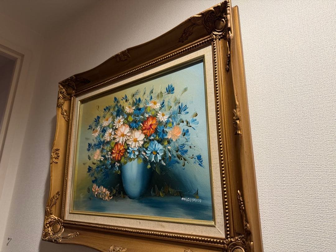 55cm×44cmアンティーク額縁　花瓶の油絵