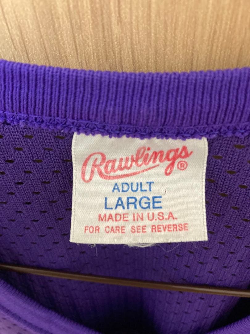 RAWLINGSローリングス　ゲームシャツ　L パープル　イエロー　アメリカ製