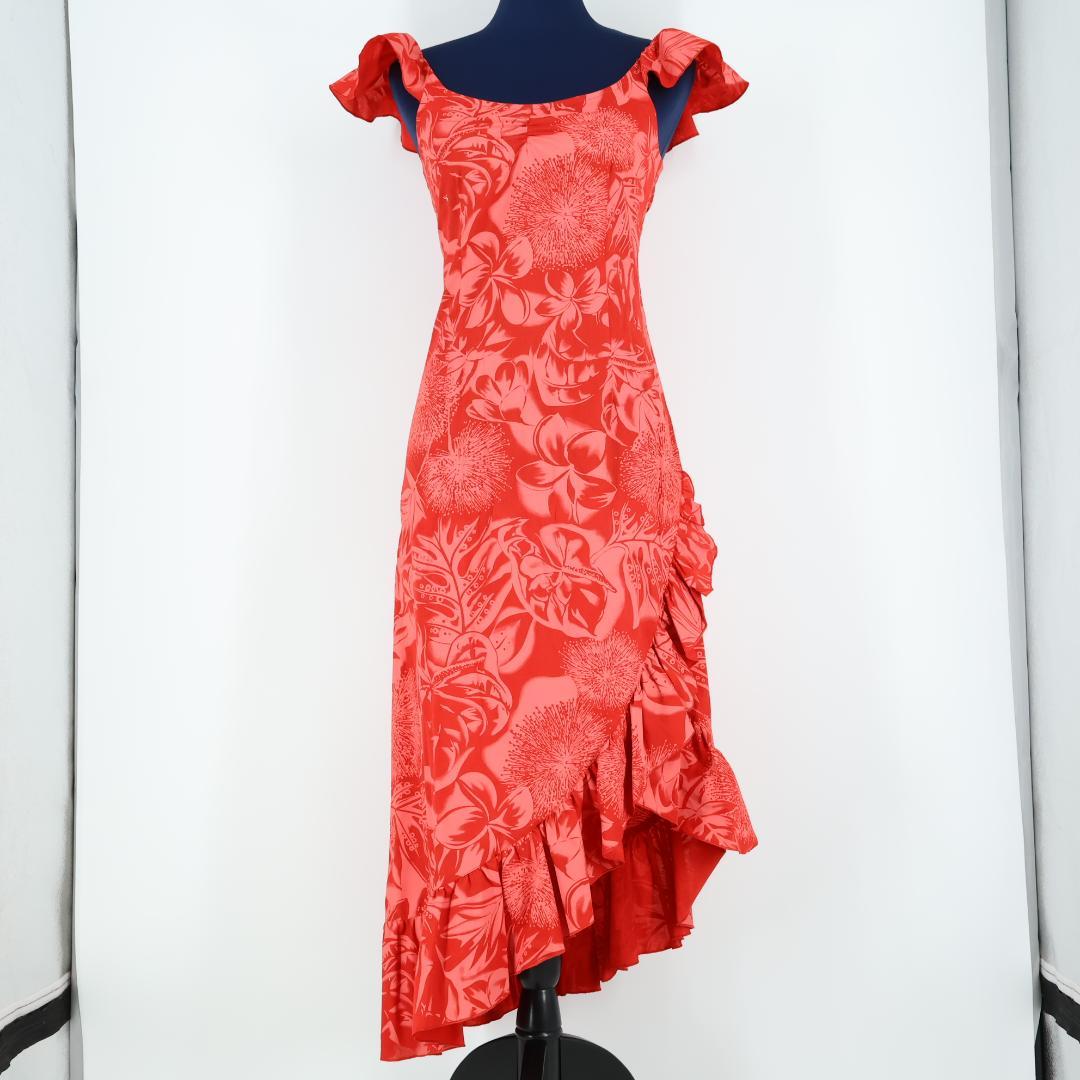 【美品 日本製 フラダンス衣装】レッド MermaidLine MMJ ドレス