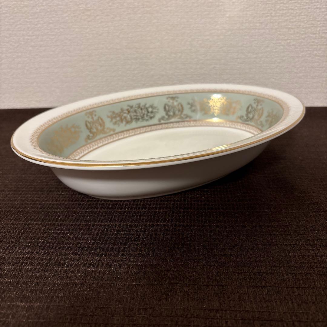 ウェッジウッド　コロンビア　セージグリーン　オーバルディッシュ　サラダボウル　L