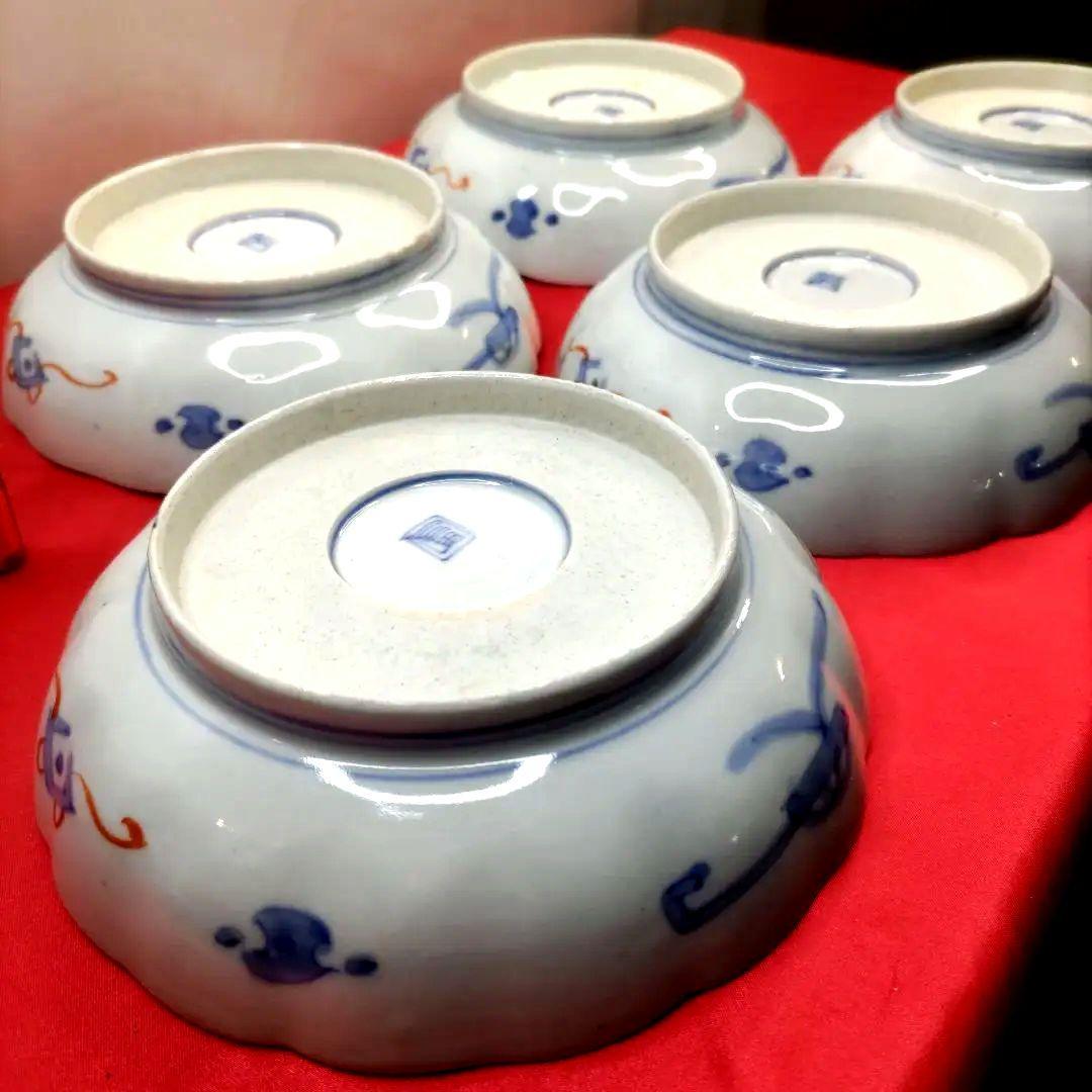 有田焼　伊万里焼　古伊万里　金彩　色絵　なます皿　小皿　小鉢　5寸皿5客セット⑥