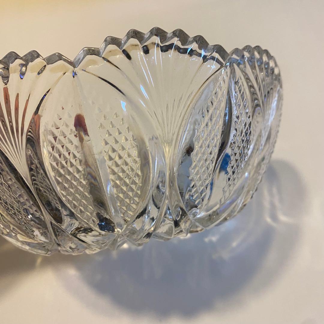 カットガラス 保谷 クリスタル ガラス サラダ ボウル　 工芸品 クリスマス