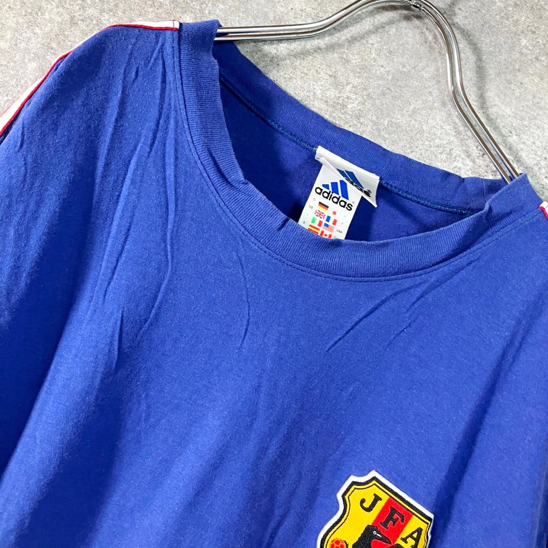 adidas　Ｔシャツ　半袖　ブルー　サッカー　日本代表　ワッペン　コットン