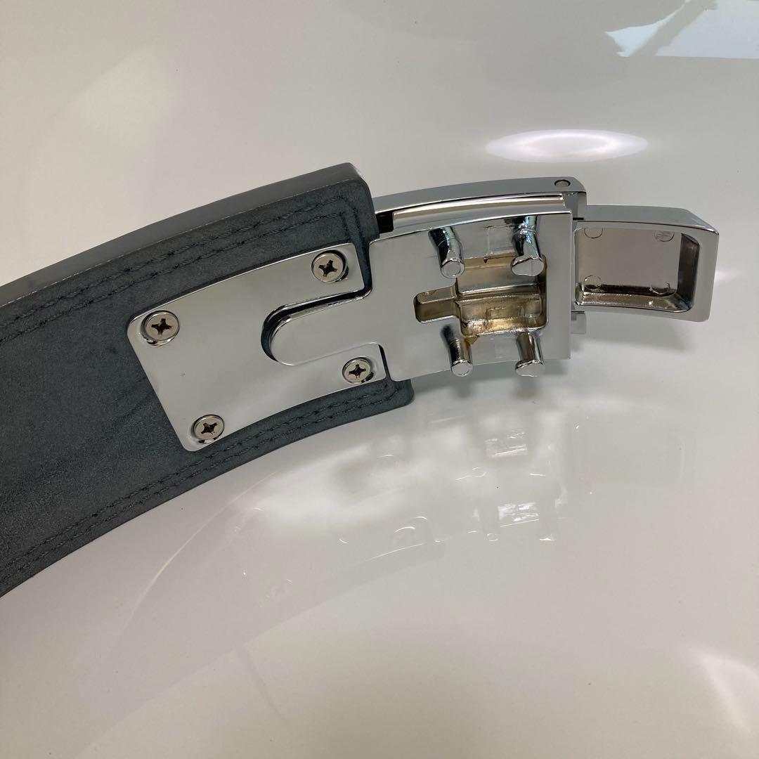 新品 パワーベルト レバーアクション Mサイズ 本革 グレー×艶銀 可変式