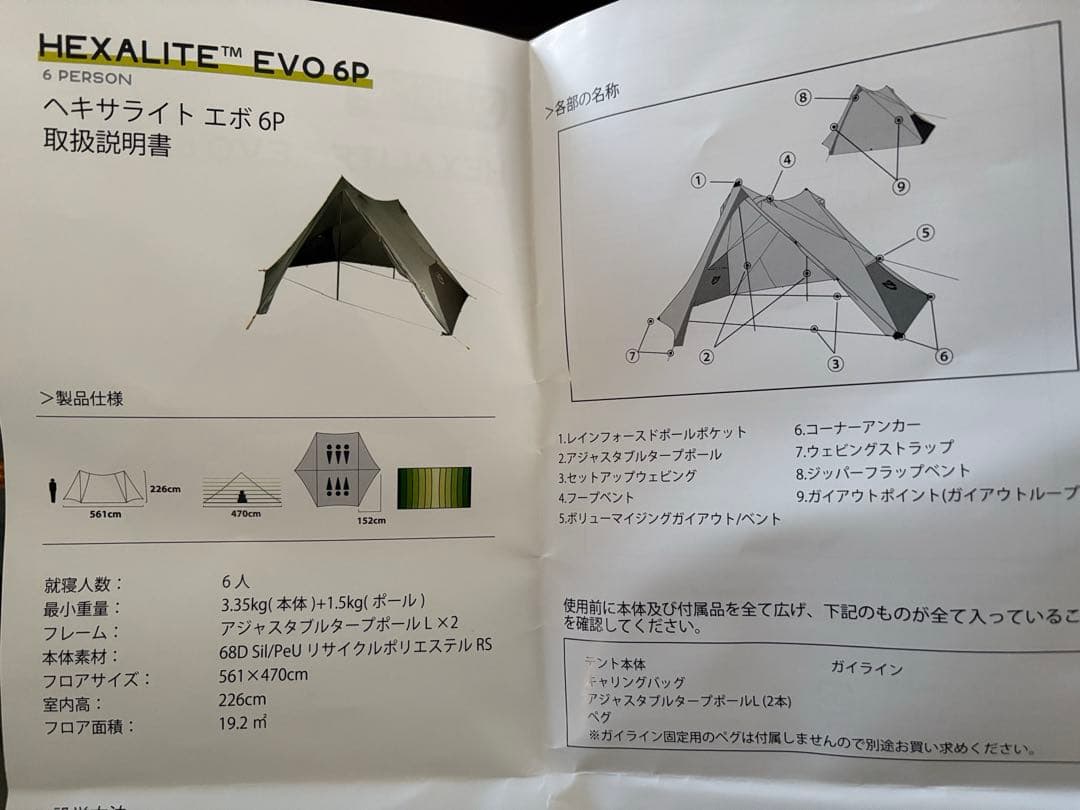 新品未使用　NEMO ニーモ イクイップメント ヘキサライトEvo 6P エボ